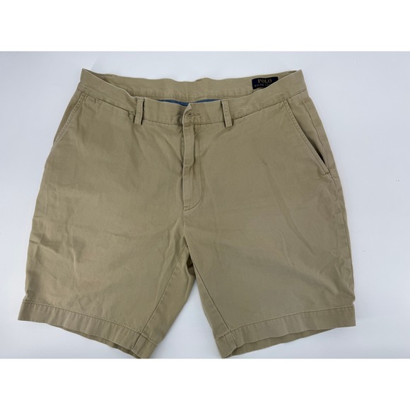 Polo Ralph Lauren Mens Shorts 35 Chino Classic Fit Tan Casual Small spot - Picture 1 of 13